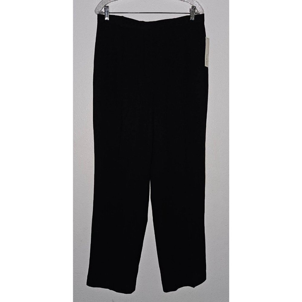 NWT Amanda Smith Black Pants Size 14 Career Pockets Red Lined Pleated NOS VTG